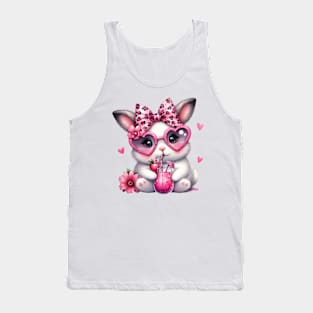 Valentine Rabbit Drinking Ice Cream Tank Top